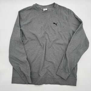Puma Mens Crewneck Sweatshirt Grey Ribbed Texture Pullover Logo XL